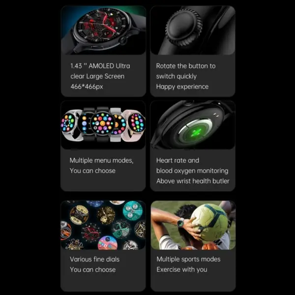 HK85 Smartwatch. Rund 1.43" AMOLED HD Touch Screen. Silver. - Image 15