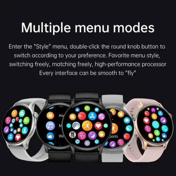 HK85 Smartwatch. Rund 1.43" AMOLED HD Touch Screen. Silver. - Image 12