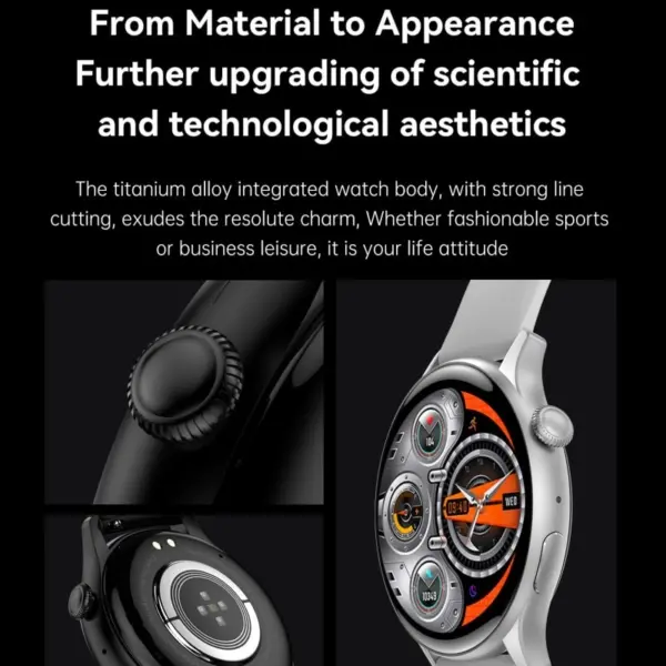 HK85 Smartwatch. Rund 1.43" AMOLED HD Touch Screen. Silver. - Image 13