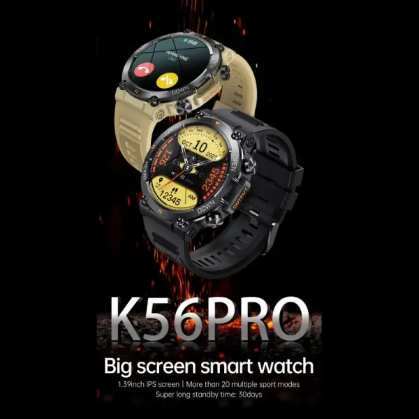 K56PRO Touch Screen Smartwatch. Sejt aktivitetsur med 1.39" IPS-skærm. Jungle Green. - Image 9