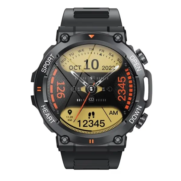 K56PRO Touch Screen Smartwatch. Sejt aktivitetsur med 1.39" IPS-skærm. Sort. - Image 3