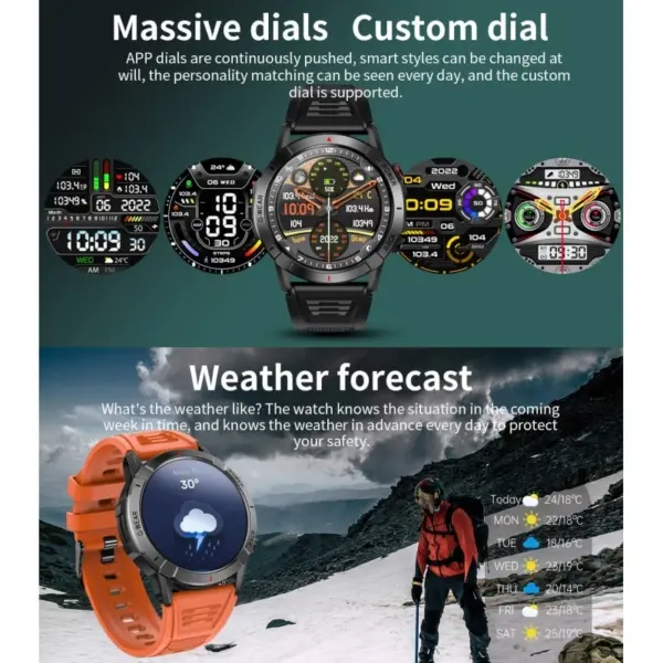 NX10 AMOLED HD Touch Screen Smartwatch. 1.43" aktivitets ur. Obsidian Black. - Image 32