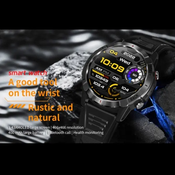 NX10 AMOLED HD Touch Screen Smartwatch. 1.43" aktivitets ur. Obsidian Black. - Image 24