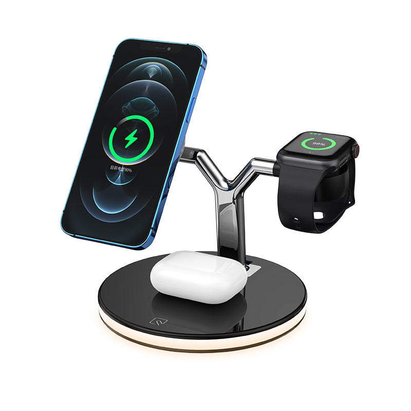 Bi Politibetjent Squeak 3-i-1 Magnetisk Trådløs Oplader Dock til bla Apple Watch. 15W.
