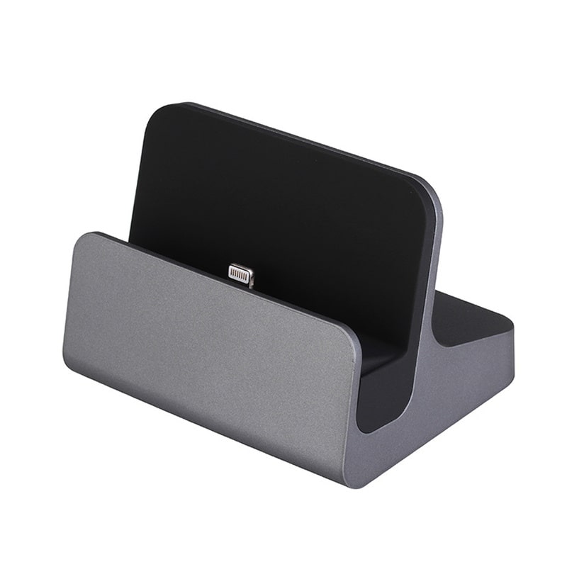 iPad Dock. Elegant Bordlader til både iPads og iPhones. Grå Flot iPad Dock, til at oplade din iPad på bordet. Grå.