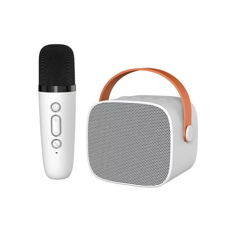 Super Sjov Karaoke Højtaler med Én Mikrofon. Perfekt til Fest og Farver. Hvid Sjov Karaoke Højtaler med Én Mikrofon. Perfekt til Festen. Hvid