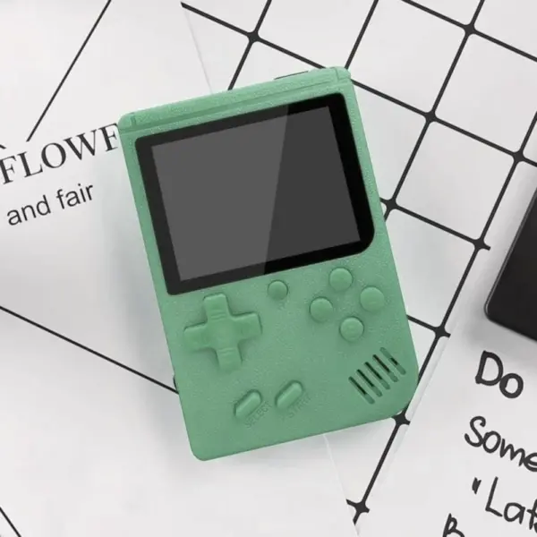 Retro håndholdt spillekonsol med 400 klassiske spil. Grøn.