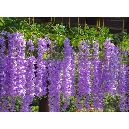 Kunstig Blåregn 110 cm – Wisteria Blomst til Bryllup & Dekoration – Lilla Kunstig Blåregn 110 cm – Wisteria Blomst - Lilla