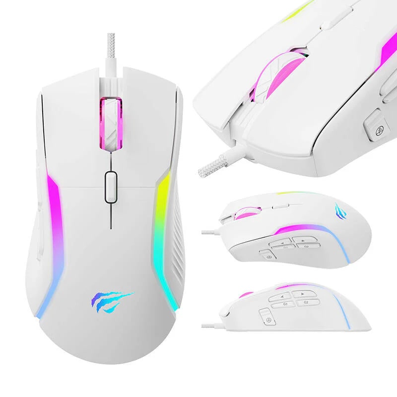 Havit MS1033 Gaming Mus. RGB Baggrundsbelysning samt op til 8000 DPI. Hvid Havit MS1033 Gaming Mus. RGB Baggrundsbelysning samt op til 8000 DPI. Hvid - Billede 3