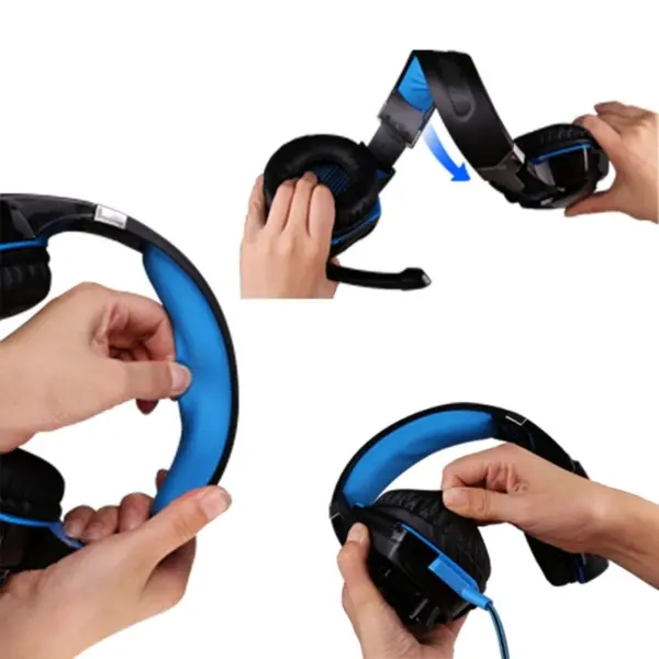 KOTION EACH G2000 Pro Gaming Headset med mikrofon. Super lyd og cool LED lys. Blå. - Image 5