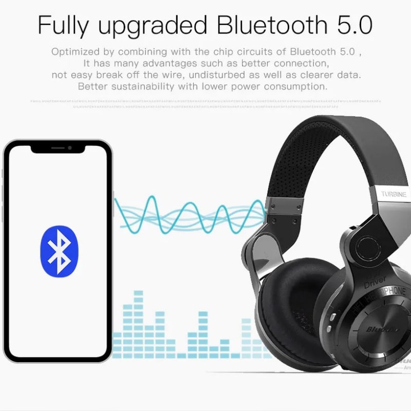 Bluedio T2+ Trådløse Hovedtelefoner med 40 timers Batteritid. Hvid Bluedio T2+ Trådløse Hovedtelefoner med 40 timers Batteritid. Hvid - Image 4