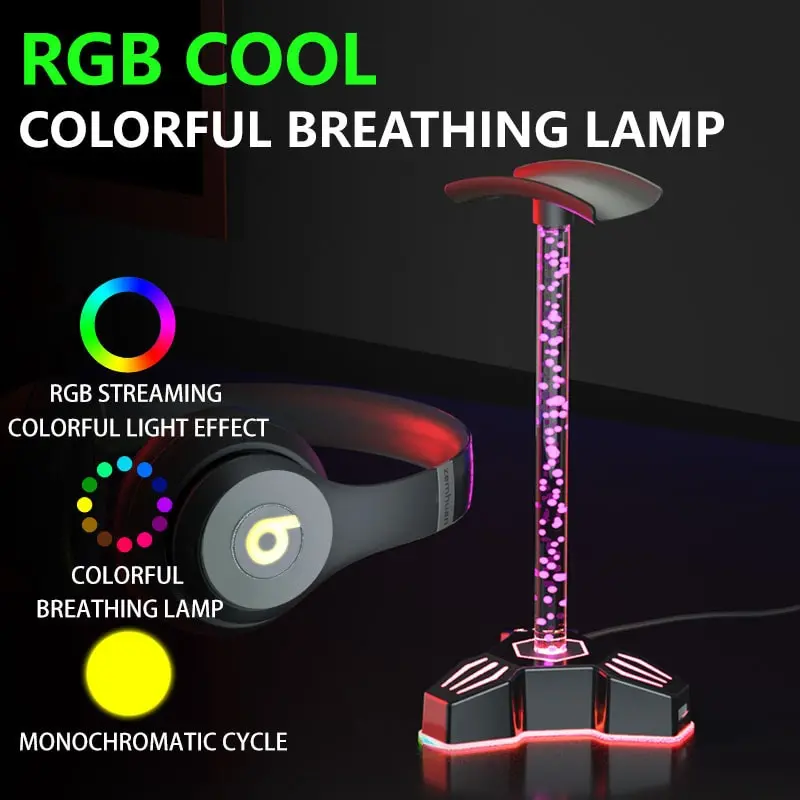 7.1 Audio RGB Headset Stander. Cool RGB lys med åndedrætseffekt. 7.1 Audio RGB Headset Stander. Cool RGB lys med åndedrætseffekt. - Billede 5