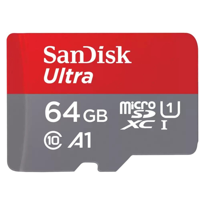 SanDisk Ultra microSDXC 64GB Hukommelseskort – 140 MB/s, A1, Class 10 inkl. SD-adapter SanDisk Ultra microSDXC 64GB UHS-I / Class10. På lager her.