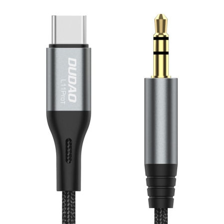 Dudao L11PROT Lydkabel – Flettet USB-C til 3.5mm Jack, (1m)