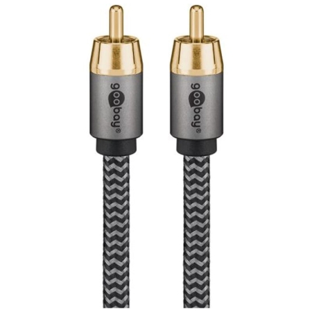 Goobay RCA Kabel Han til Han – Stofbeklædt HiFi Audiokabel – 2m Goobay RCA kabel 2m han til han – stofbeklædt HiFi