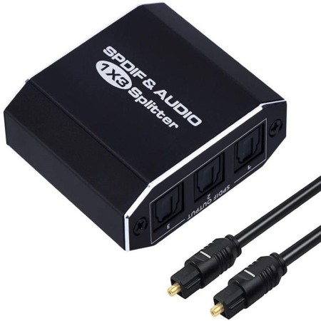 Optisk lydsplitter 1 til 3 Toslink SPDIF til TV, Soundbar & AV Receiver Optisk lydsplitter 1 til 3 Toslink SPDIF til TV
