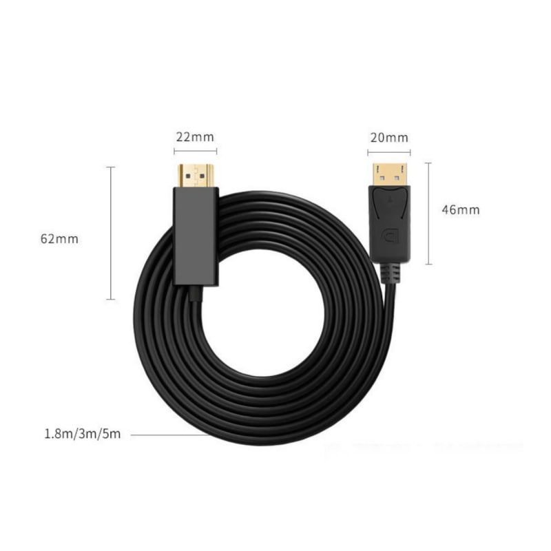 DisplayPort til HDMI Kabel. DP til HDMI i Full HD. 1.8m DisplayPort til HDMI Kabel. DP til HDMI i Full HD. 1.8m - Image 4