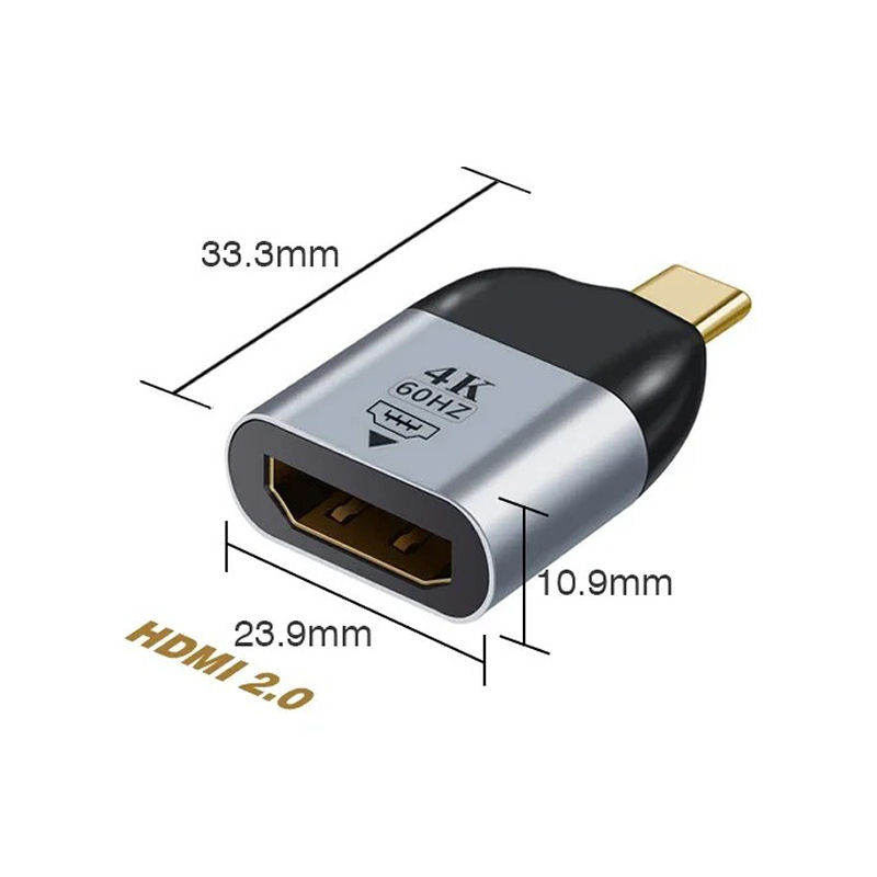USB-C til HDMI Adapter 4K 60Hz – Grå/Sort USB-C til HDMI Adapter 4K 60Hz – Grå/Sort - Billede 2