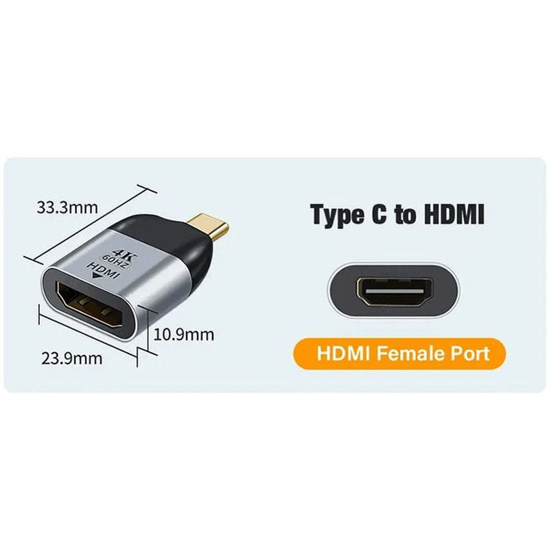 USB-C til HDMI Adapter 4K 60Hz – Grå/Sort USB-C til HDMI Adapter 4K 60Hz – Grå/Sort - Billede 6