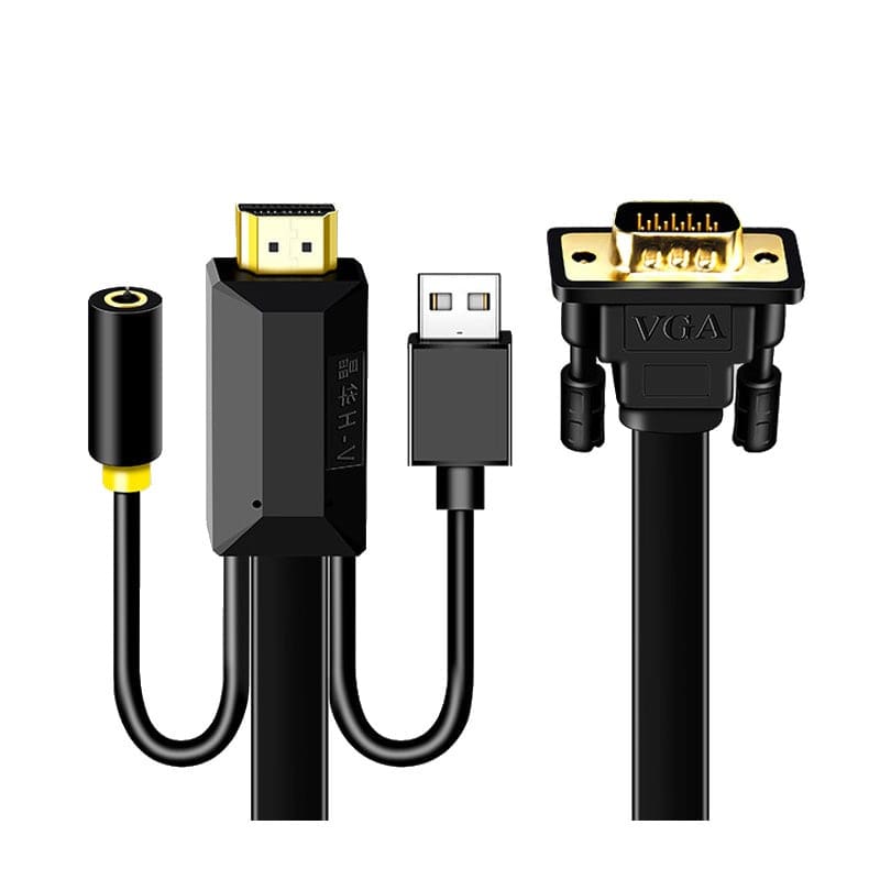 High Quality HDMI til VGA kabel med audio indgang samt indbygget chip. 1 m.