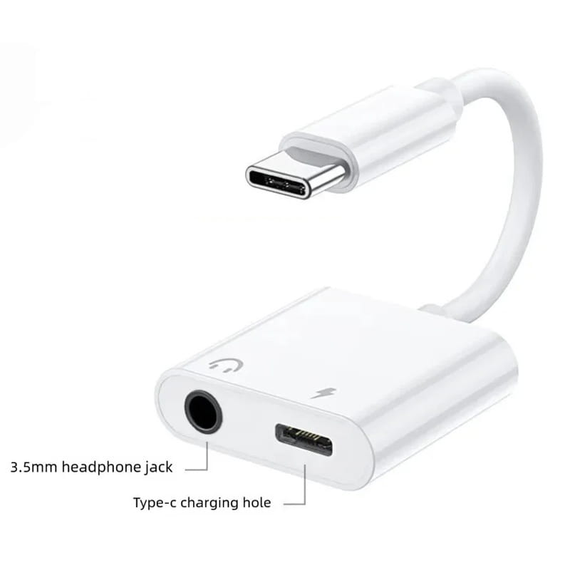 USB-C til 3.5 mm Jack Adapter med Opladning – 2-i-1 Høretelefon Splitter med Mikrofon-Support og DAC USB-C til 3.5 mm Jack Adapter med Opladning – 2-i-1 Høretelefon Splitter med Mikrofon-Support og DAC - Billede 2
