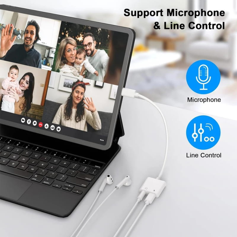 USB-C til 3.5 mm Jack Adapter med Opladning – 2-i-1 Høretelefon Splitter med Mikrofon-Support og DAC USB-C til 3.5 mm Jack Adapter med Opladning – 2-i-1 Høretelefon Splitter med Mikrofon-Support og DAC - Billede 5