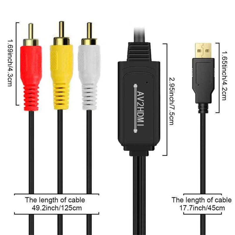 AV til HDMI Adapter Kabel 1080P til DVD, VHS, Kamera og Retrospil – 1.8 m AV til HDMI Adapter Kabel 1080P til DVD, VHS, Kamera og Retrospil – 1.8 m - Billede 11