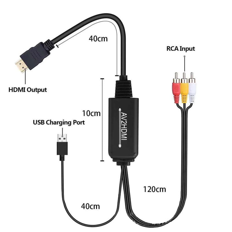 AV til HDMI Adapter Kabel 1080P til DVD, VHS, Kamera og Retrospil – 1.8 m AV til HDMI Adapter Kabel 1080P til DVD, VHS, Kamera og Retrospil – 1.8 m - Billede 2