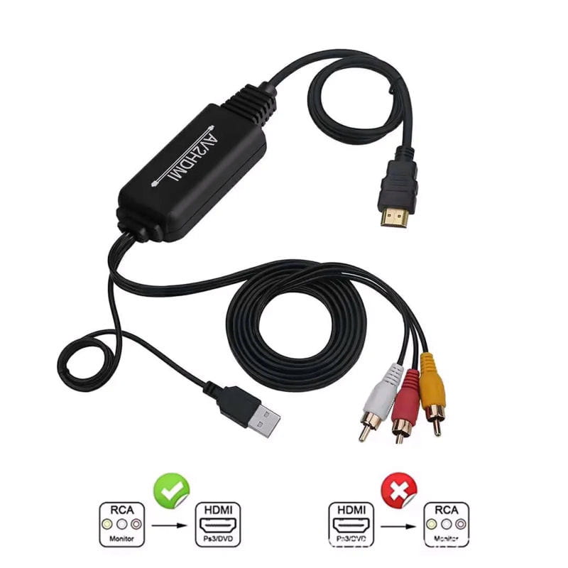AV til HDMI Adapter Kabel 1080P til DVD, VHS, Kamera og Retrospil – 1.8 m AV til HDMI Adapter Kabel 1080P til DVD, VHS, Kamera og Retrospil – 1.8 m - Billede 4