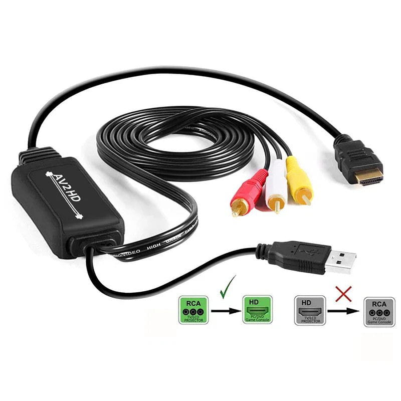 AV til HDMI Adapter Kabel 1080P til DVD, VHS, Kamera og Retrospil – 1.8 m AV til HDMI Adapter Kabel 1080P til DVD, VHS, Kamera og Retrospil – 1.8 m - Billede 5