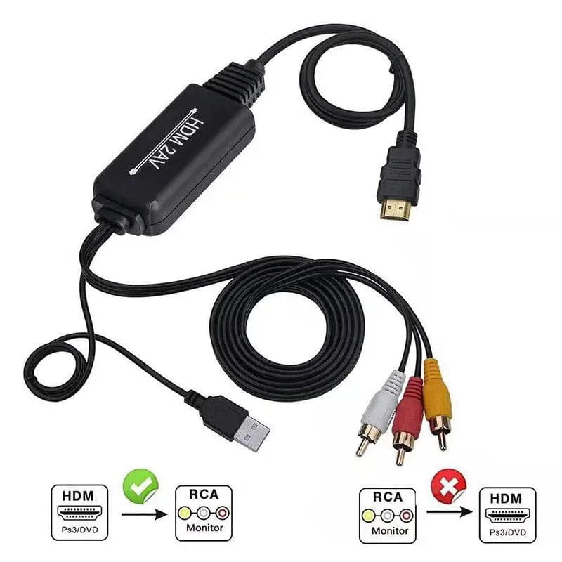 HDMI til AV/RCA Adapter – Til TV, VHS og Projektor – 1,8 m HDMI til AV/RCA Adapter – Til TV, VHS og Projektor – 1,8 m - Billede 3
