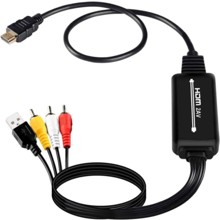 HDMI til AV/RCA Adapter – Til TV, VHS og Projektor – 1,8 m HDMI til RCA Adapter Kabel | HDMI til AV Adapter
