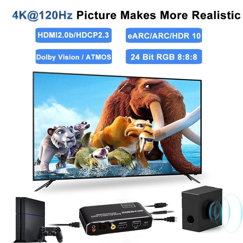 HDMI 2.1 Switch med lydudtræk (Audio Extractor) – ARC/eARC – 8K/30Hz & 4K/120Hz – Optisk & Coaxial lydudgang HDMI 2.1 Switch med lydudtræk (Audio Extractor) – ARC/eARC – 8K/30Hz & 4K/120Hz – Optisk & Coaxial lydudgang - Image 8