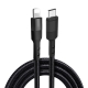 Flettet USB-C til Lightning-kabel. 9V, 20W hurtig opladning. Sort. 1 m. Flettet USB-C til Lightning-kabel. 9V, 20W hurtig opladning. Sort