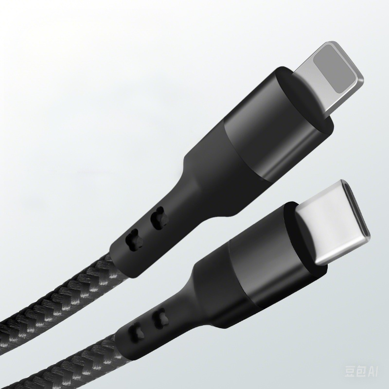 Flettet USB-C til Lightning-kabel. 9V, 20W hurtig opladning. Sort. 2 m. Flettet USB-C til Lightning-kabel. 9V, 20W hurtig opladning. Sort. 2 m. - Image 2
