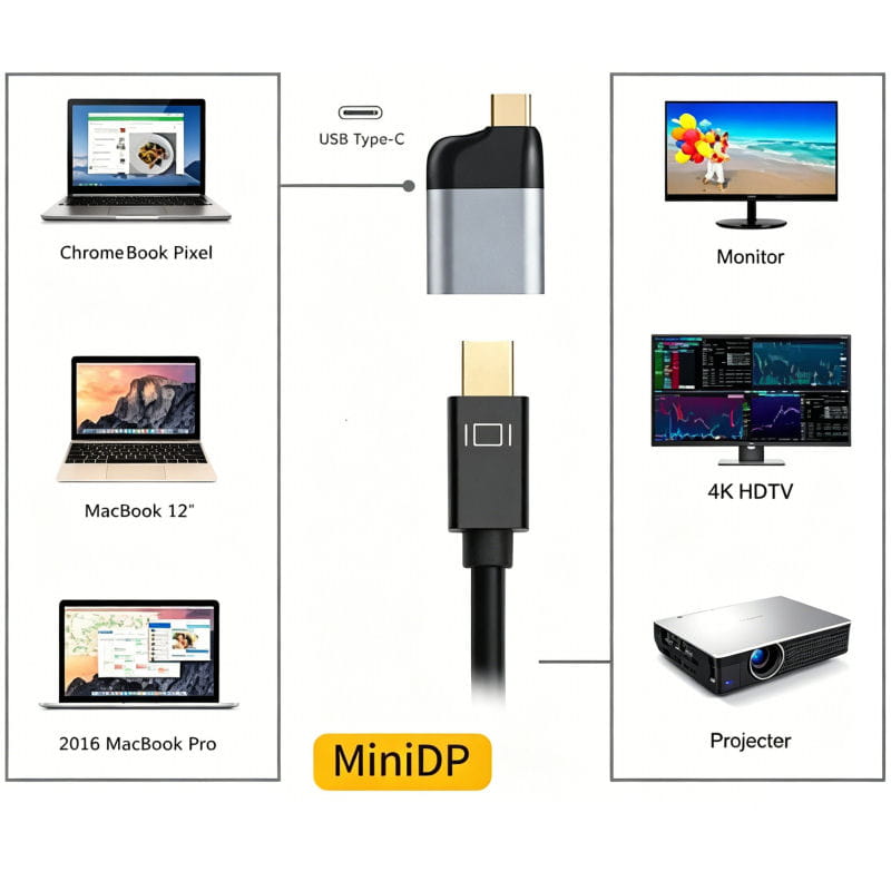 USB-C Han til Mini DisplayPort Hun Adapter 8K – DP1.4 Converter til 4K/8K Skærm – Grå/Sort USB-C Han til Mini DisplayPort Hun Adapter 8K – DP1.4 Converter til 4K/8K Skærm – Grå/Sort - Billede 10