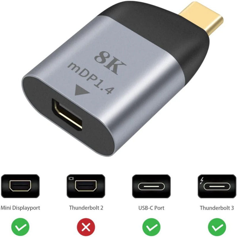 USB-C Han til Mini DisplayPort Hun Adapter 8K – DP1.4 Converter til 4K/8K Skærm – Grå/Sort USB-C Han til Mini DisplayPort Hun Adapter 8K – DP1.4 Converter til 4K/8K Skærm – Grå/Sort - Billede 11