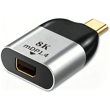USB-C Han til Mini DisplayPort Hun Adapter 8K – DP1.4 Converter til 4K/8K Skærm – Grå/Sort Mobil, PC og tablet tilbehør
