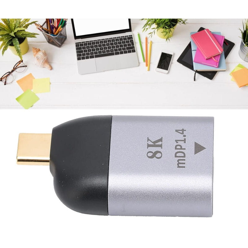 USB-C Han til Mini DisplayPort Hun Adapter 8K – DP1.4 Converter til 4K/8K Skærm – Grå/Sort USB-C Han til Mini DisplayPort Hun Adapter 8K – DP1.4 Converter til 4K/8K Skærm – Grå/Sort - Billede 8