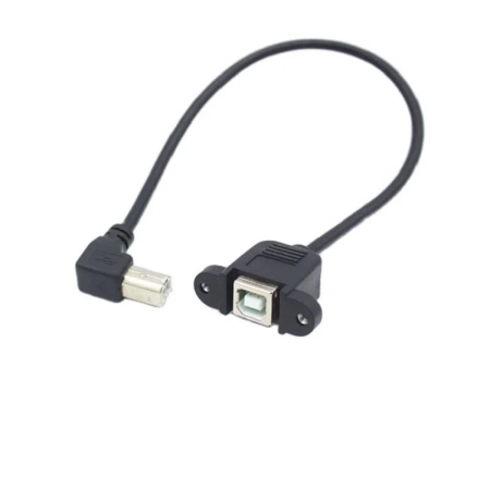 USB Type-B Printer Forlænger Kabel 0,3 m – Vinklet USB-B Han til USB-B Hun – Sort USB Type-B Printer Forlænger Kabel 0,3 m | Vinklet USB-B Han til Hun