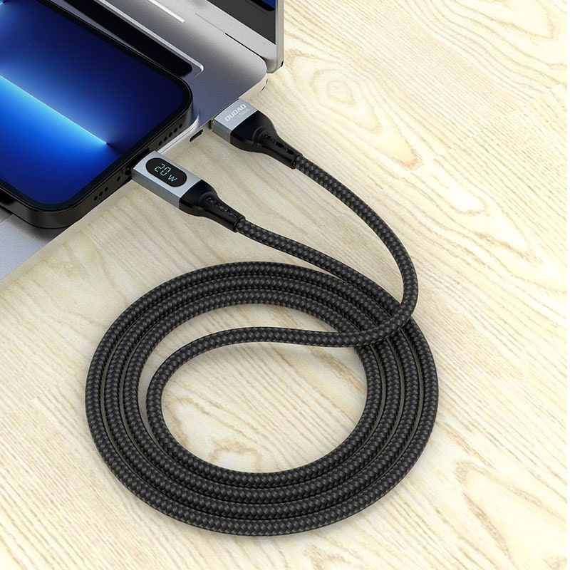 Dudao L7Max USB-C Opladerkabel – 66W Hurtig Opladning, Flettet USB-A til USB-C, 1m, Sort Dudao L7Max USB-C Opladerkabel – 66W Hurtig Opladning, Flettet USB-A til USB-C, 1m, Sort - Image 3