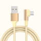 USB-C til USB-A Kabel – Flettet, USB-C Stik Vinklet 90° Opladnings- og Datakabel 1m (Gold) USB-C til USB-A Kabel – Flettet, USB-C Stik Vinklet 90° Gold