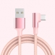 USB-C til USB-A Kabel – Flettet, USB-C Stik Vinklet 90° Opladnings- og Datakabel 1m (Lyserød) Flettet USB-C til USB-A Kabel 1m – Vinklet 90° (Lyserød)