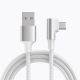 USB-C til USB-A Kabel – Flettet, USB-C Stik Vinklet 90° (1m) Silver