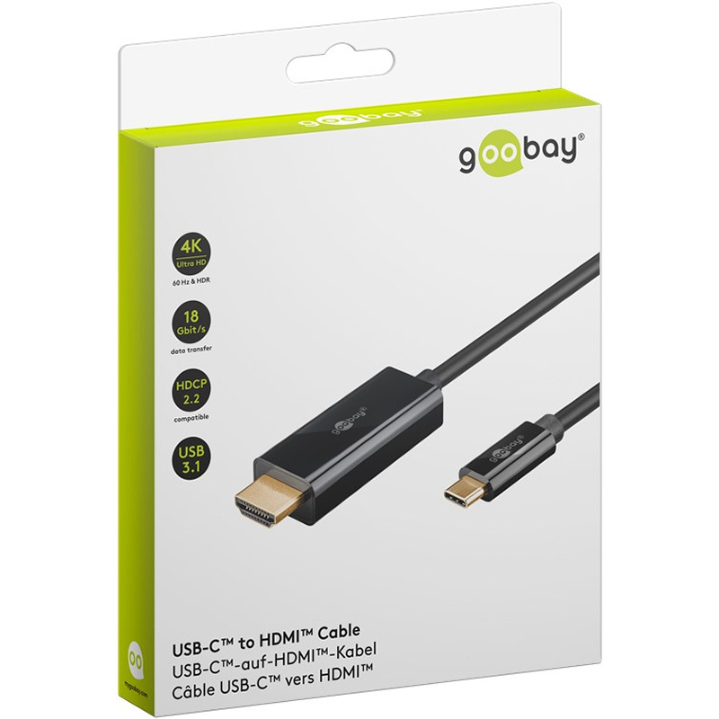 4K USB-C til HDMI Kabel 1 m – Goobay (Ultra HD 60Hz, Sort, Guldbelagte stik) 4K USB-C til HDMI Kabel 1 m – Goobay (Ultra HD 60Hz, Sort, Guldbelagte stik) - Image 7