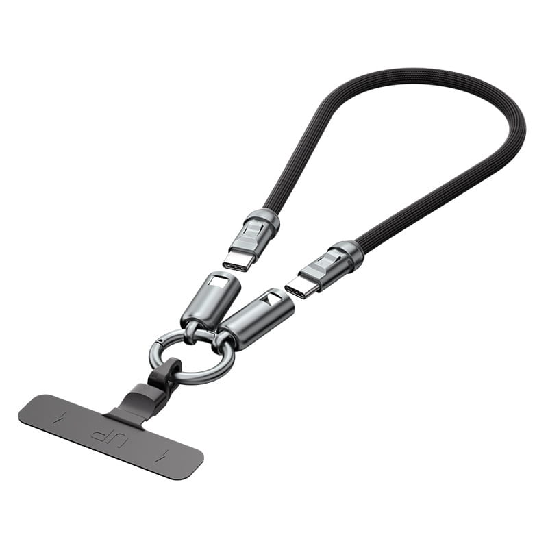 USB-C 240W PD Kabel med Hurtig Opladning og Mobilrem – Håndledsrem 30cm, Sort USB-C 240W PD Kabel med Hurtig Opladning og Mobilrem – Håndledsrem 30cm, Sort - Billede 2