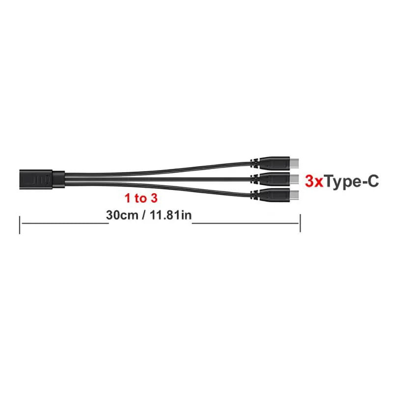 USB-C 3-i-1 Splitter Kabel – Oplad 3 Enheder Samtidig USB-C 3-i-1 Splitter Kabel – Oplad 3 Enheder Samtidig - Billede 12