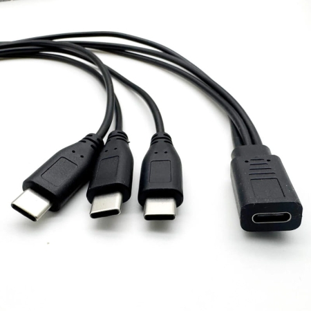 USB-C 3-i-1 Splitter Kabel – Oplad 3 Enheder Samtidig USB-C splitter kabel 3-i-1 – opladning af 3 enheder