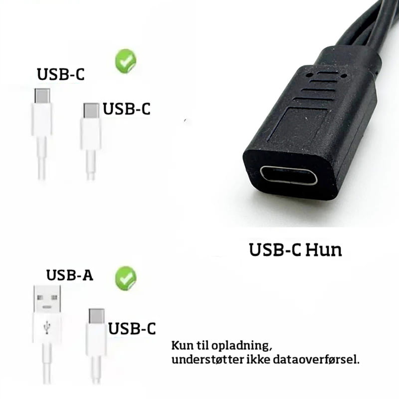 USB-C 3-i-1 Splitter Kabel – Oplad 3 Enheder Samtidig USB-C 3-i-1 Splitter Kabel – Oplad 3 Enheder Samtidig - Billede 7