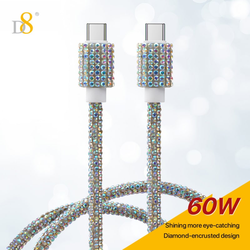 USB-C til USB-C Opladerkabel 60W – Diamantdesign Rainbow Shine – Hurtig Opladning 1M USB-C til USB-C Opladerkabel 60W – Diamantdesign Rainbow Shine – Hurtig Opladning 1M - Image 11